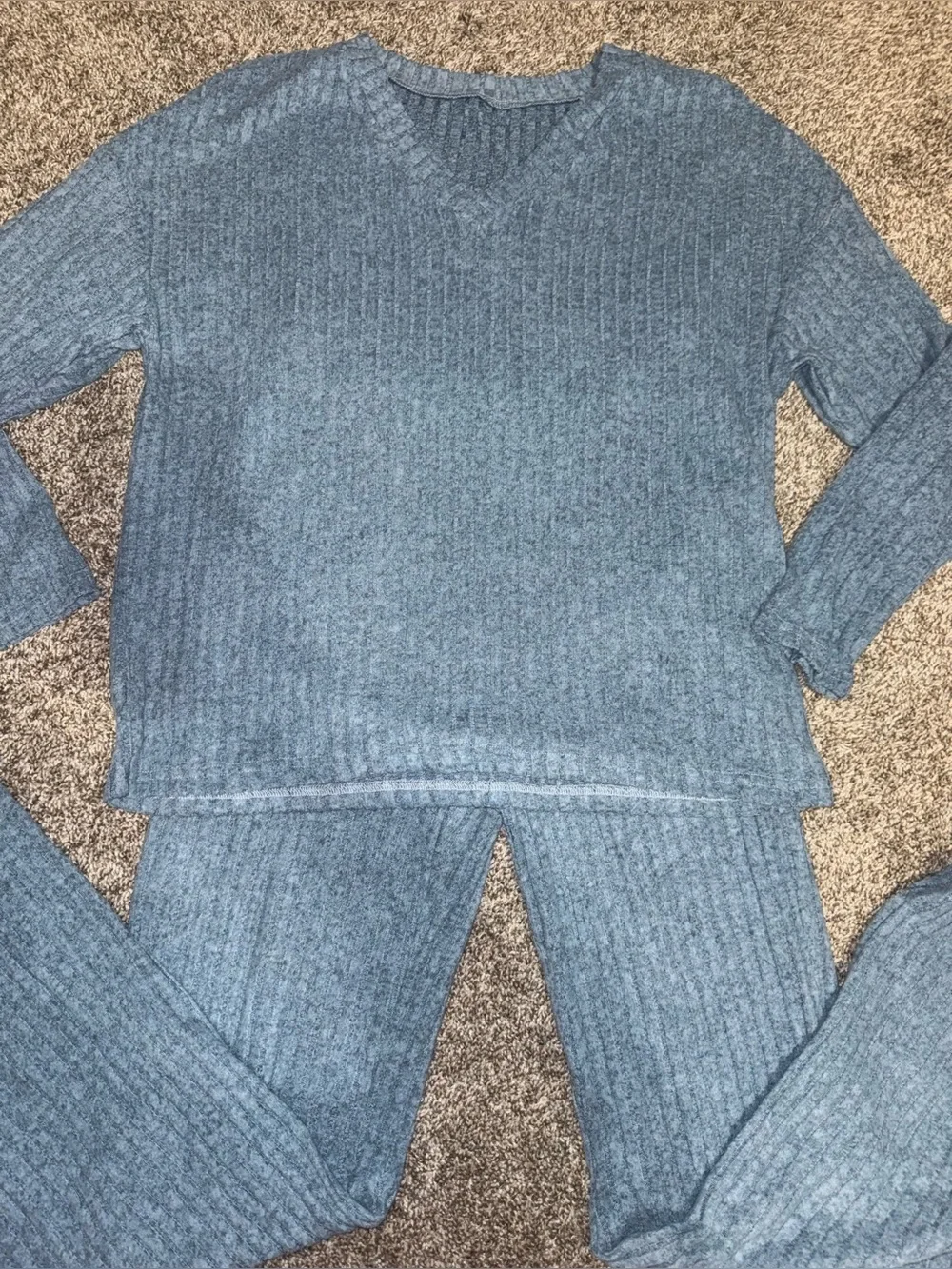 Blue Ribbed Lounge Set - Picture 2 of 7